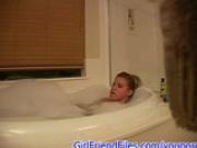Girl masturbates in bath on spy cam