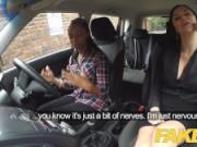 Fake Driving School busty black girl fails her test with lesbian examiner