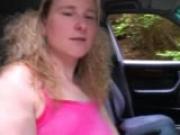 Blonde in pink dress picked up and fucked