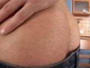 Ken masturbating dick in the kitchen