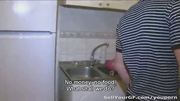 Hungry chick gets some meat and cream