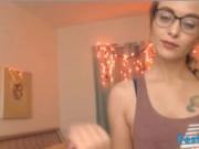 Nerd blonde curvy ass twerking and deepthroat