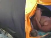 Mother fucked in her tent - I secretly filmed her