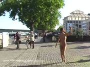Horny babe has fun in streets