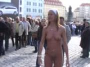 Slim flasher has fun in public