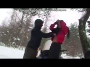 Girl strips outdoors and swallows bf's cum