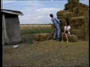 Farm maiden blows his haystack