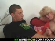 Old mother riding her man's cock