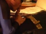 Superhero blowjob in hotel room