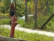 young girl pissing in public