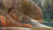 Two hot bikini babes pool sex and facial