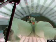 Young Teen playing with pussy in Solarium Tube