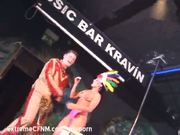 Pretty girls strip a guy then suck his dick