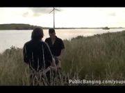 Teen Public Threesome At A River Bank