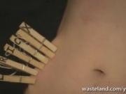 Blonde slave gets pussy pegged and intense finger orgasms by kinky Master