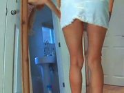 Sexy Saffy masturbates in front of the mirror