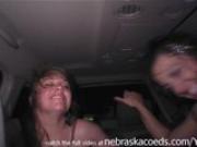 designated driver with naked hot chicks dancing in back seat