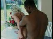 Gorgeous tall blonde fucks and sucks a big black cock