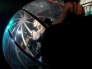 Hot chick inside inflatable ball