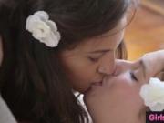 Busty lesbian with hairy cunt enjoys tantric sex