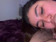 Teen gives blowjob just like her mom taught her to!