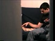 One cums, one plays with cock