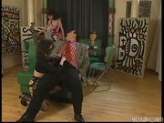 Butler gets his own blow job from the maid