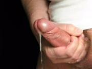 Perfect cumshot in slowmo. Spritzing.