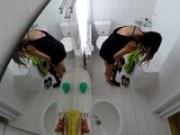 Spycam in a bathroom - sexy brunette