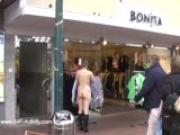 Sweet flasher naked in public streets