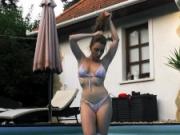 Swimming pool teen with big boobs Anastasia swimming naked