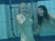 Bouncing tits lesbians Katka and Barbara underwater