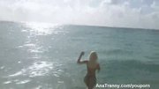 Busty Shemale at the Beach Nude