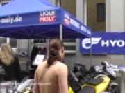 Crazy flasher has fun in public streets