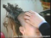 Real bizarre Girl loosing her long hair