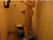 Horny Guy Wanking In Public Toilet