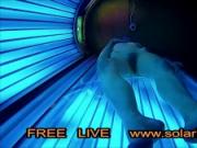 Blonde Teen in Public Tanning Salon with Reallifecam filmed.Real Hidden Webcam under tanning Bed