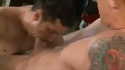 Two hot power fuckers enjoying a rough gay orgy