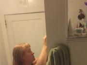 Unaware wife before shower