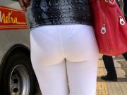 SDRUWS2 - YOGA PANTS SEE THROUGH AT BUS STOP