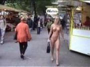 Cute Blonde Nude in the Street Part two