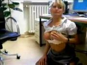 Hot blonde secretary in boots fucked