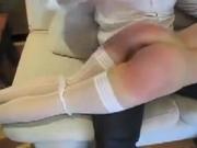 OTK spanking in white stocking