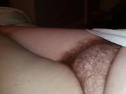 nightie bulges with her soft hairy pussy mound, big tit