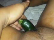 Island Girl Takes Cucumber Up her Creamy Cunt
