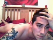 Callum has a sneaky wank behind girlfriends back online