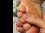 Cum on mature toes