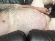 Bear, Uncut Cock, Laying On the Couch