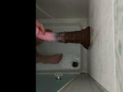 Hilting mustang horse dildo in the shower