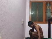 Rajesh masturbating cock in the dining hall and Cumming